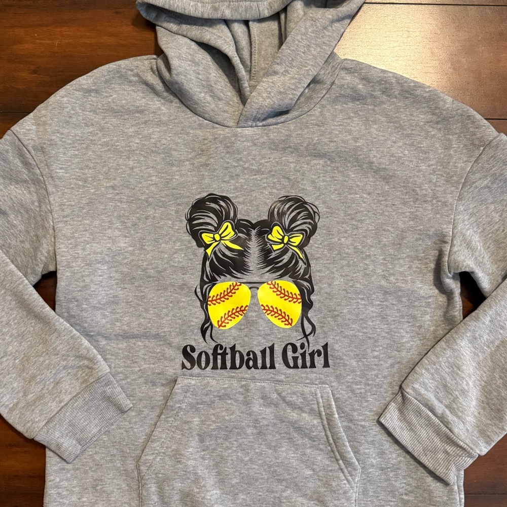 Gray Softball Girl Hoodie - Picture 2 of 2